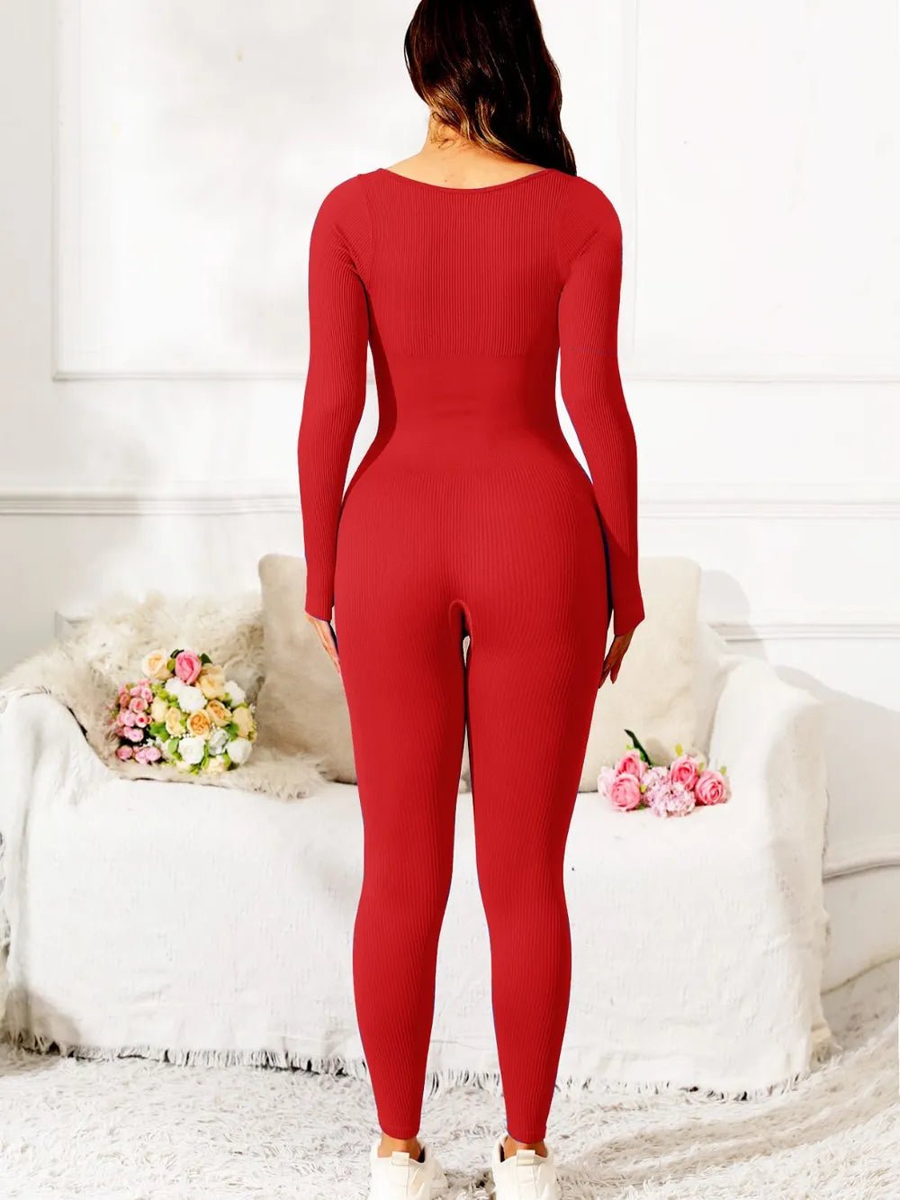 Scoop Neck Long Sleeve Active Jumpsuit - L’atelier Sublime