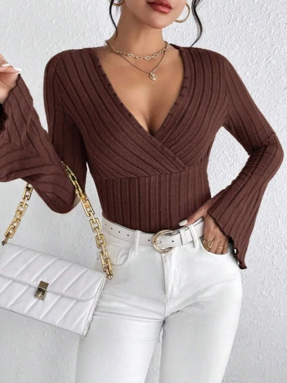Ribbed Flare Sleeve Top - L’atelier Sublime