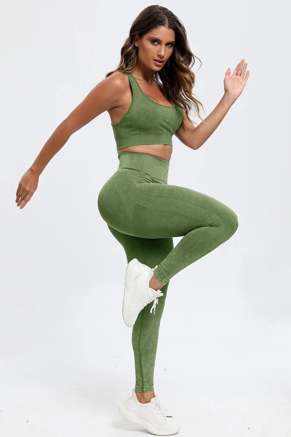 3 Piece Washed Square Neck Wide Strap Active Set - L’atelier Sublime