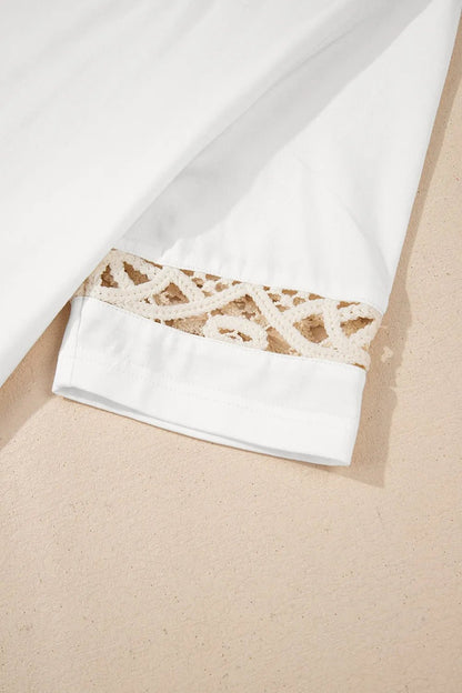 Lace Crochet Crew Neck Casual T Shirt - L’atelier Sublime