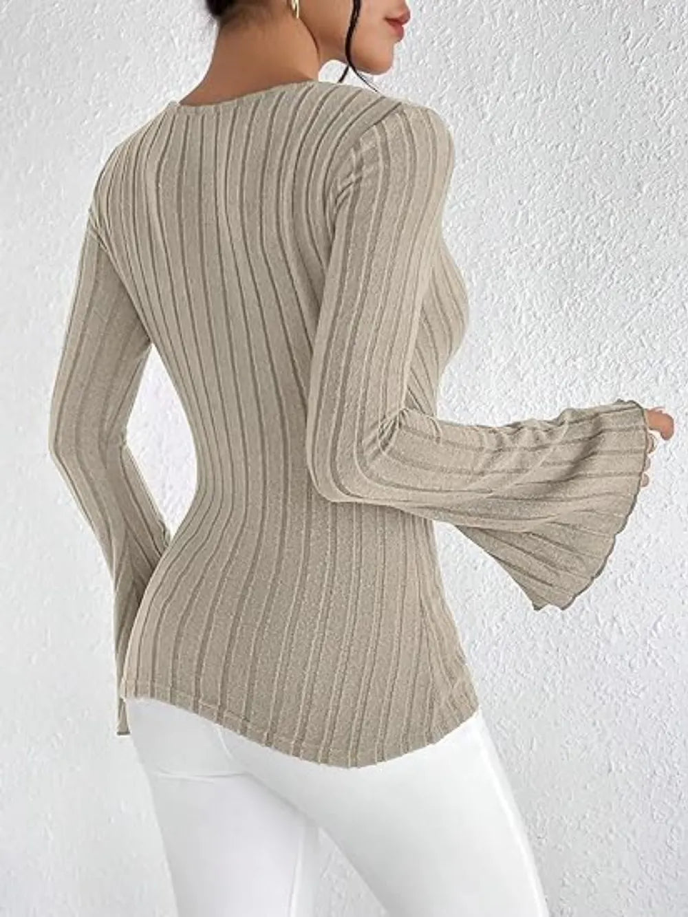 Ribbed Flare Sleeve Top - L’atelier Sublime