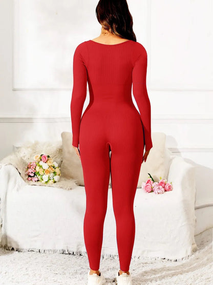 Scoop Neck Long Sleeve Active Jumpsuit - L’atelier Sublime