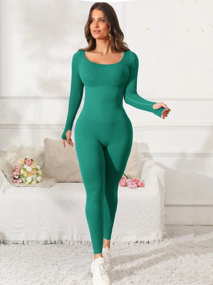 Scoop Neck Long Sleeve Active Jumpsuit - L’atelier Sublime