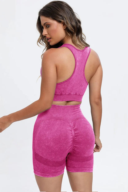 3 Piece Washed Square Neck Wide Strap Active Set - L’atelier Sublime