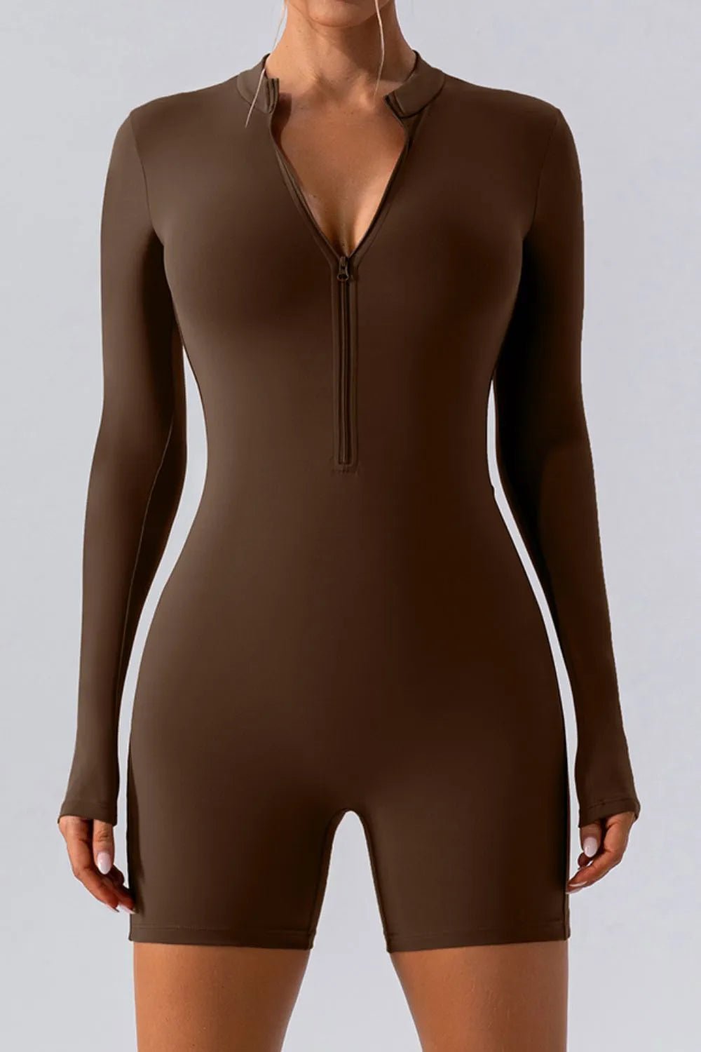 Half Zip Long Sleeve Active Romper - L’atelier Sublime
