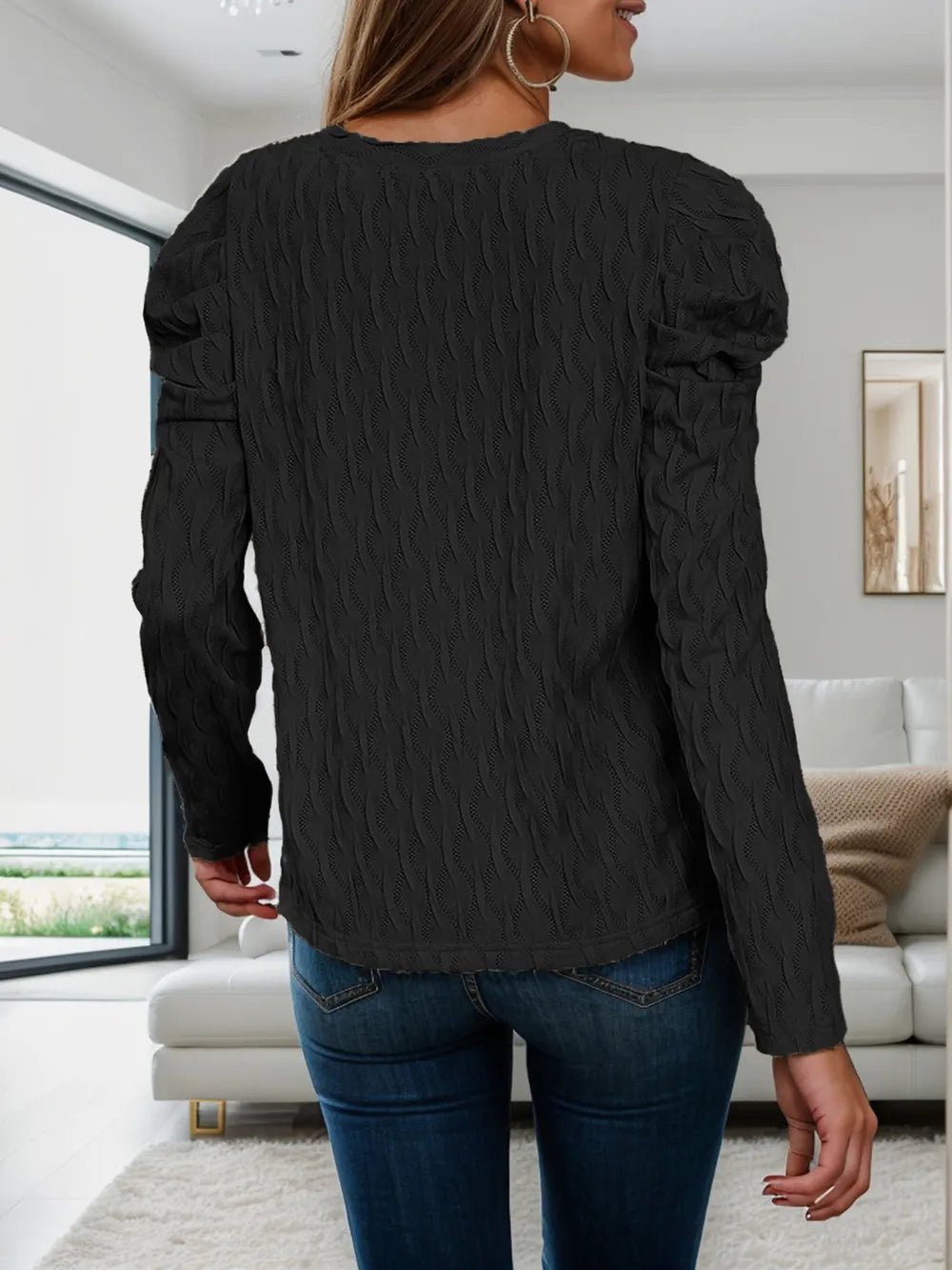 V - Neck Puff Sleeve Top - L’atelier Sublime