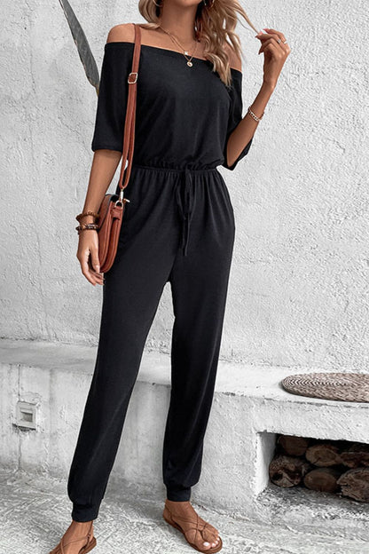 Perfee Off - Shoulder Jumpsuit with Pockets - L’atelier Sublime