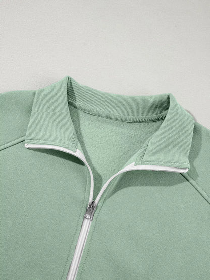 Drop Shoulder Zip Up Jacket and Drawstring Pants Active 2pcs Set - L’atelier Sublime