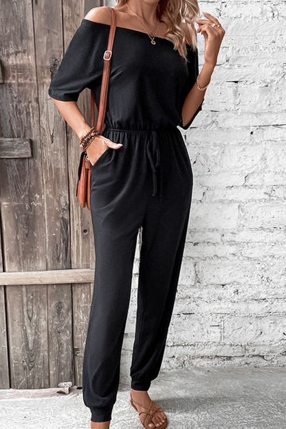 Perfee Off - Shoulder Jumpsuit with Pockets - L’atelier Sublime