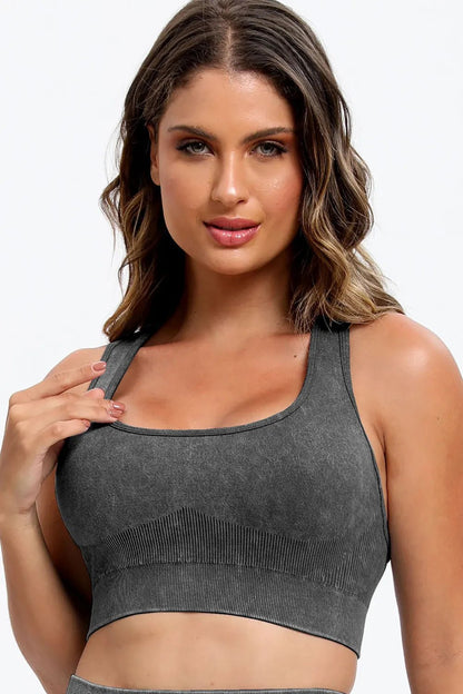 3 Piece Washed Square Neck Wide Strap Active Set - L’atelier Sublime