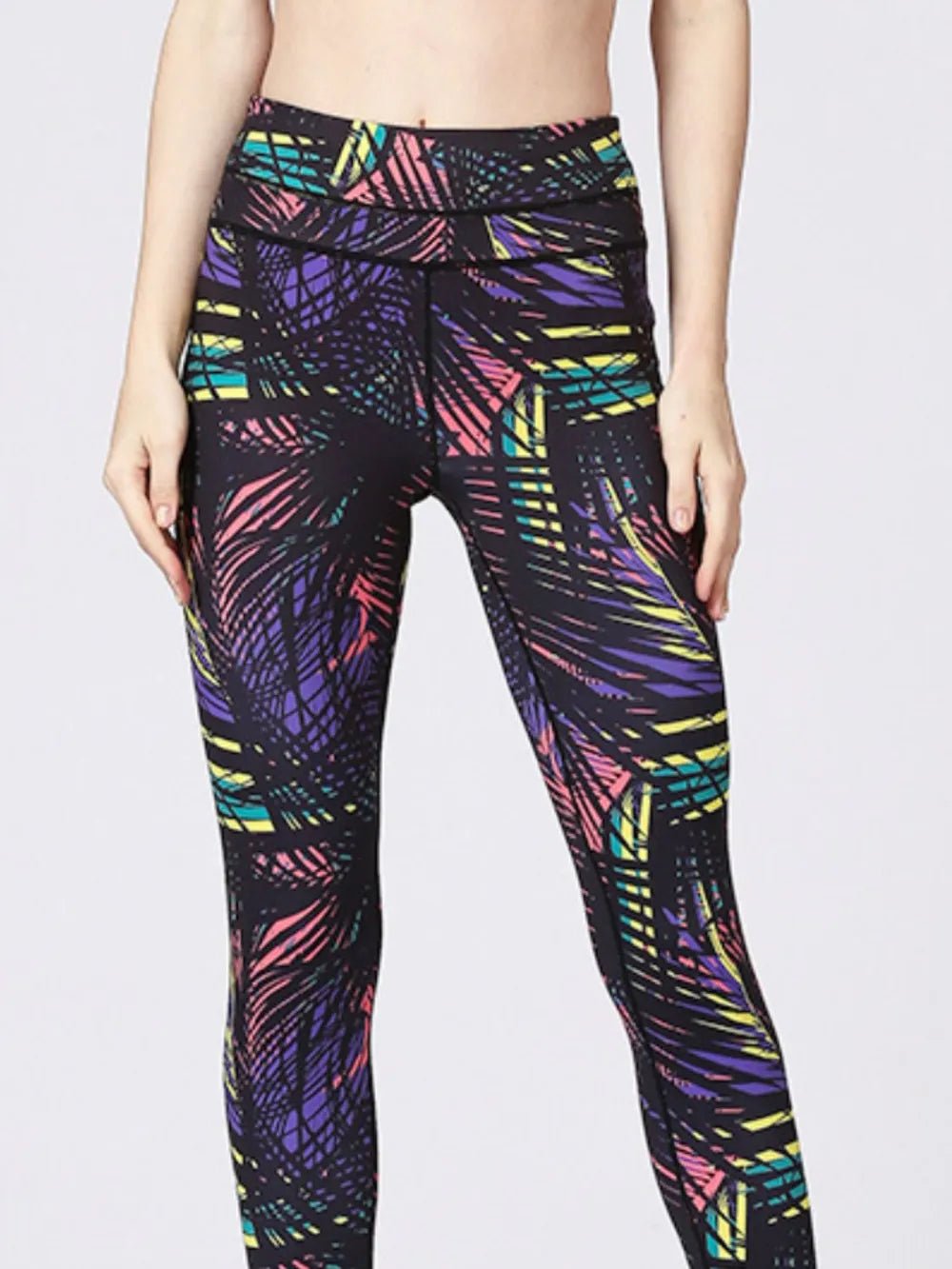 Printed Wide Waistband Active Leggings with Stirrups - L’atelier Sublime