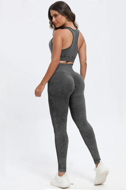 3 Piece Washed Square Neck Wide Strap Active Set - L’atelier Sublime