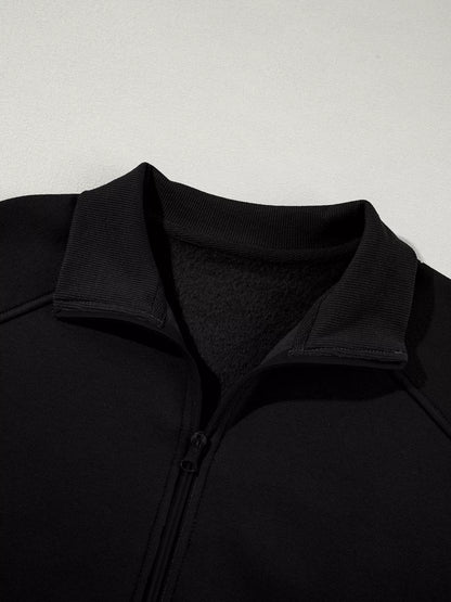 Drop Shoulder Zip Up Jacket and Drawstring Pants Active 2pcs Set - L’atelier Sublime