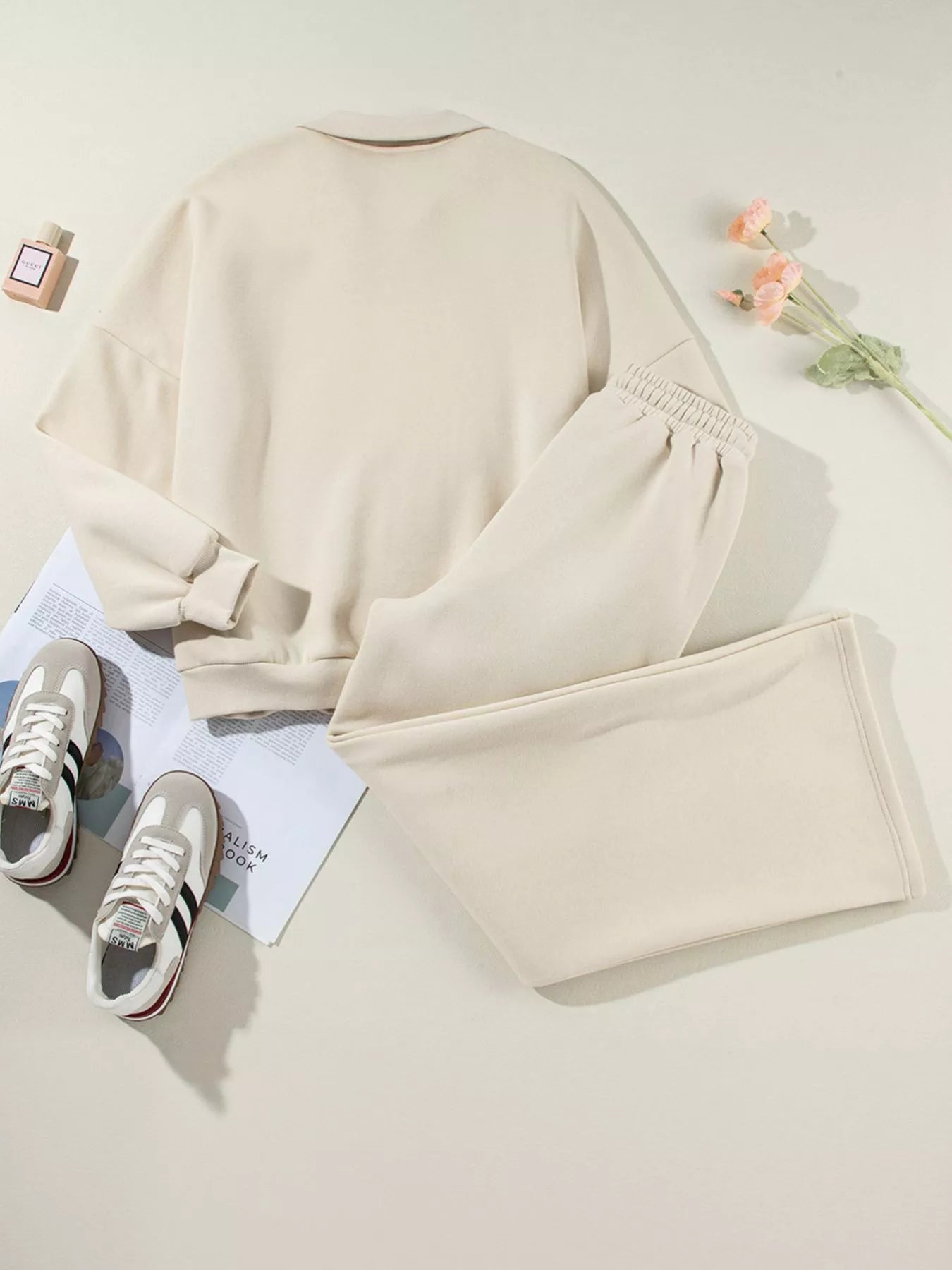 Drop Shoulder Zip Up Jacket and Drawstring Pants Active 2pcs Set - L’atelier Sublime