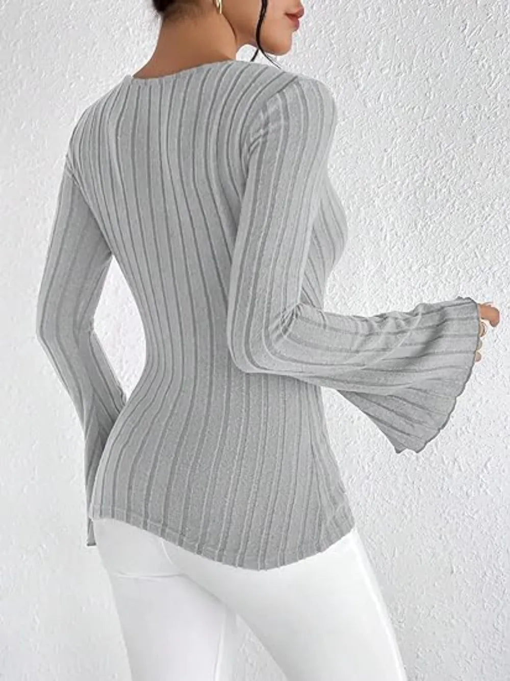 Ribbed Flare Sleeve Top - L’atelier Sublime