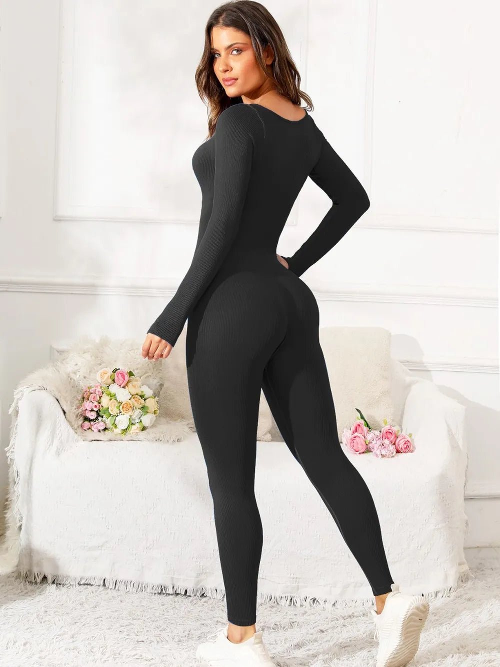 Scoop Neck Long Sleeve Active Jumpsuit - L’atelier Sublime
