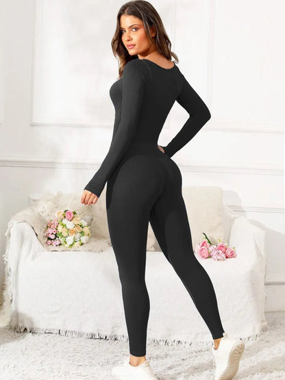 Scoop Neck Long Sleeve Active Jumpsuit - L’atelier Sublime