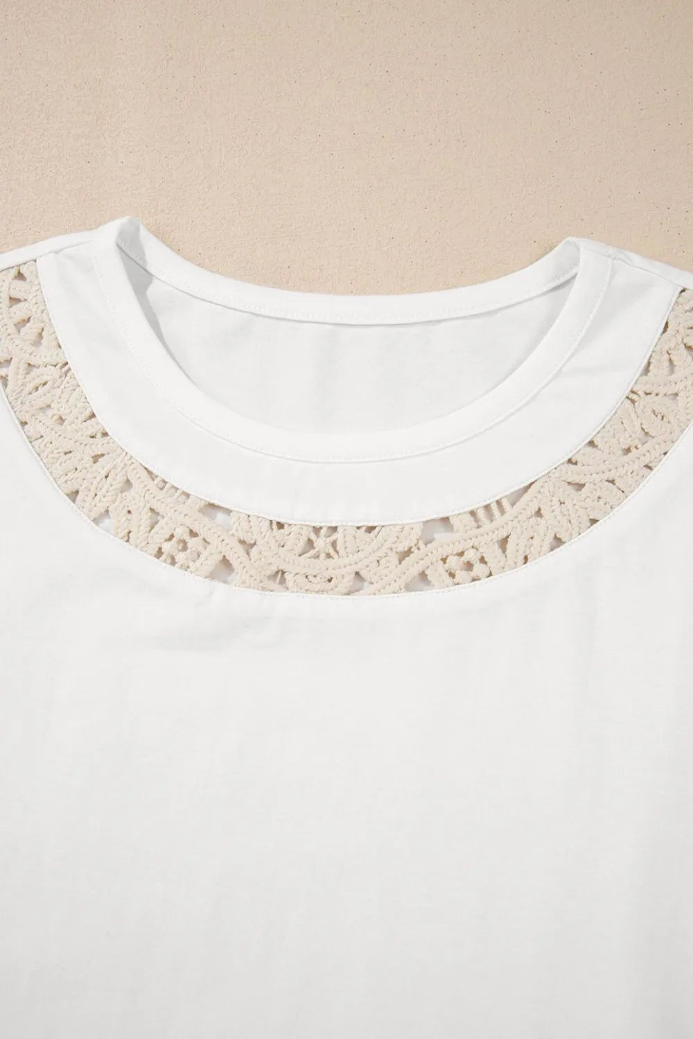 Lace Crochet Crew Neck Casual T Shirt - L’atelier Sublime