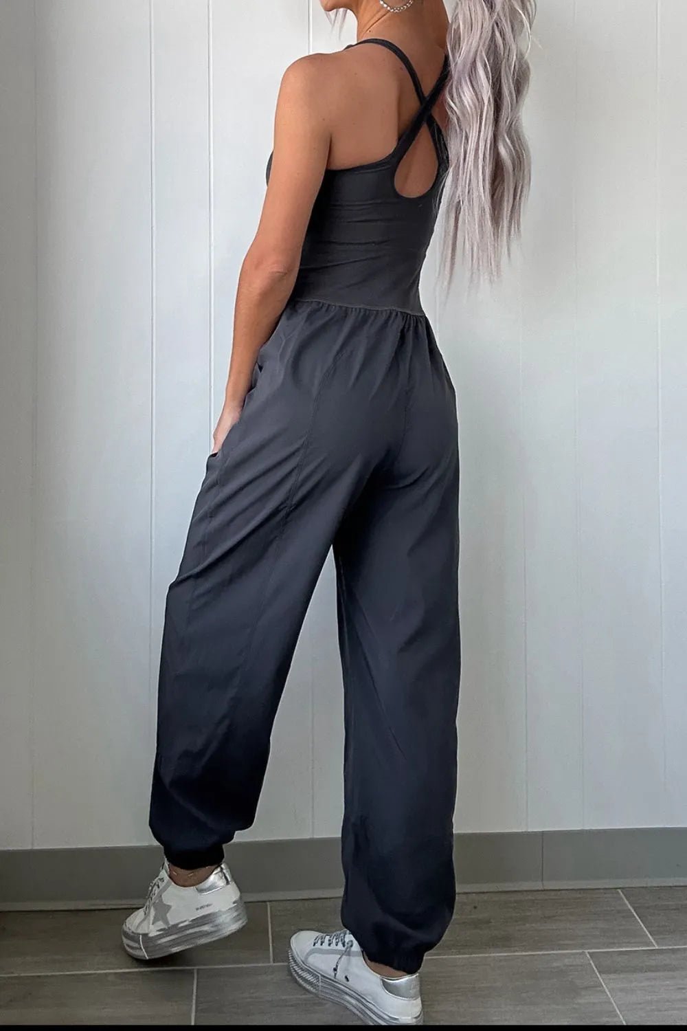 Cutout Square Neck Wide Strap Active Jumpsuit - L’atelier Sublime
