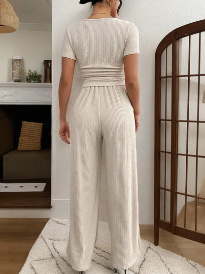 Short Sleeve Top and Pants Set - L’atelier Sublime