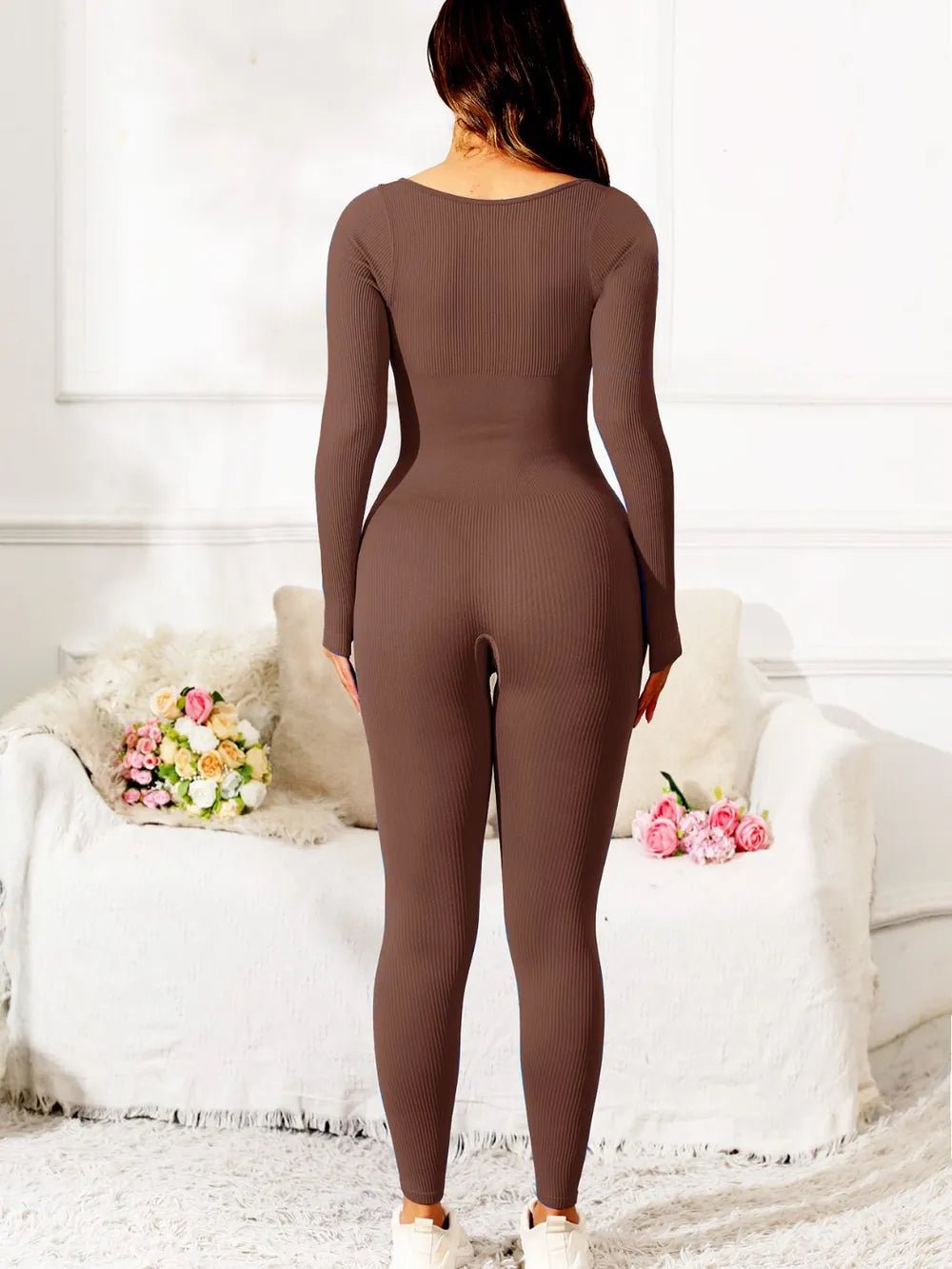 Scoop Neck Long Sleeve Active Jumpsuit - L’atelier Sublime