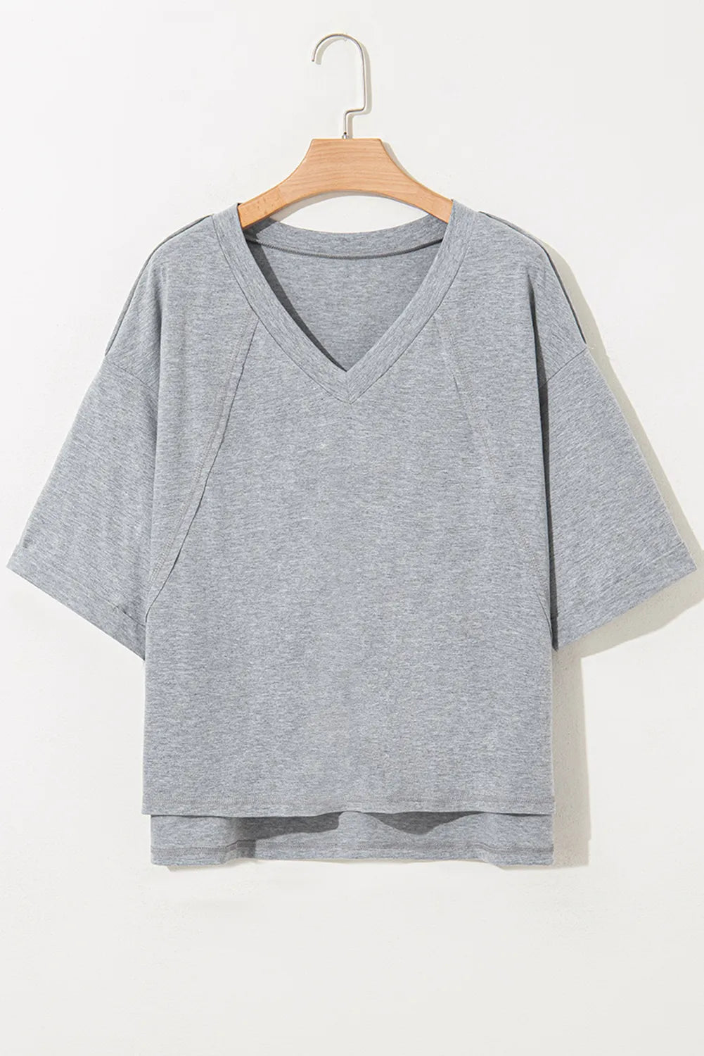 High Raglan Half Sleeve V Neck Oversized T Shirt - L’atelier Sublime