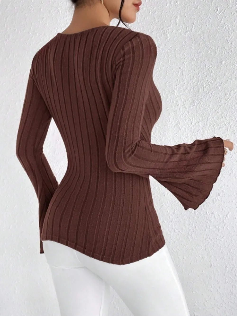 Ribbed Flare Sleeve Top - L’atelier Sublime