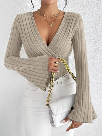 Ribbed Flare Sleeve Top - L’atelier Sublime